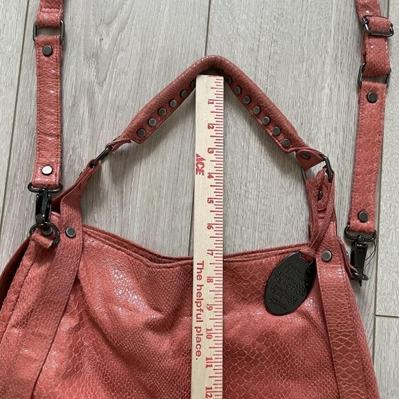 Kenneth Cole Reaction Faux Leather Crossbody Bag Snake Embossed Studded Orange - Picture 8 of 12